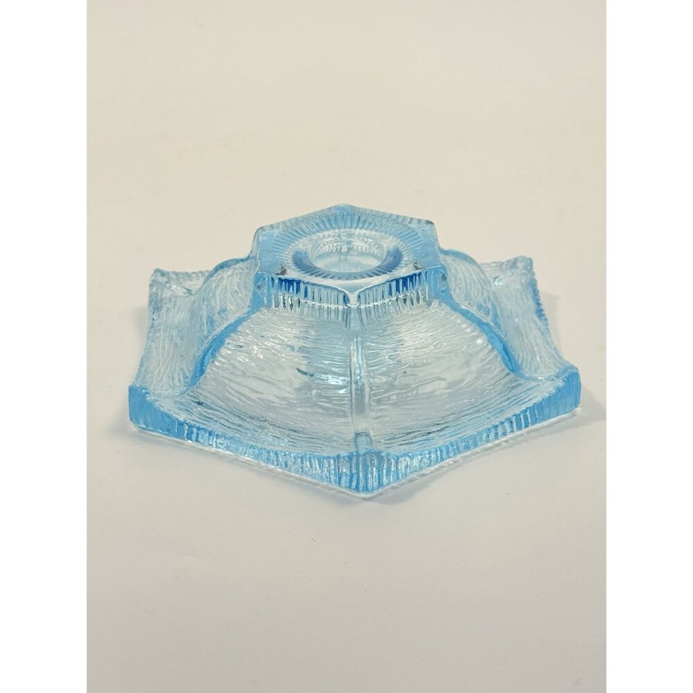 Taper Candle Holder LE Smith Pagoda Light Ice Blue Textured Glass Candleholder - Picture 14 of 16
